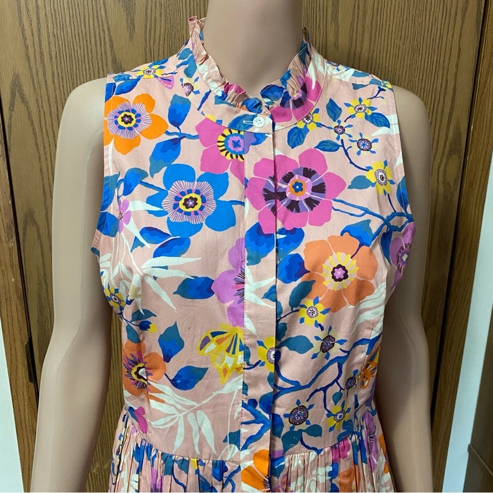 J. Crew Liberty Fabric Pavillion MIDI Length Floral Spring Dress Sleeveless - Picture 4 of 12